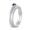 Thumbnail Image 3 of Lab-Created Blue and White Sapphire and 0.11 CT. T.W. Diamond Three Stone Bridal Set in Sterling Silver