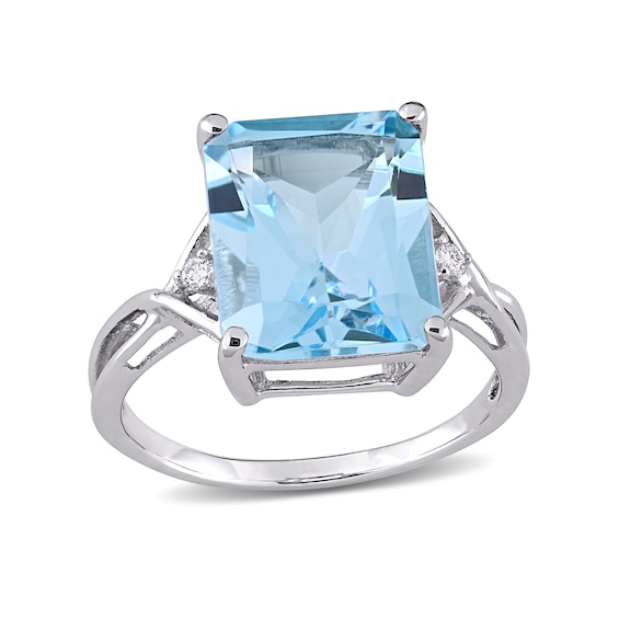 White topaz engagement ring emerald cut white topaz ring promise ring sterling silver