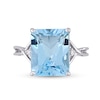 Thumbnail Image 4 of Emerald-Cut Sky Blue and White Topaz Crossover Shank Ring in Sterling Silver