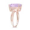 Emerald-Cut Amethyst and White Topaz Crossover Shank Ring in Sterling Silver with Rose Rhodium
