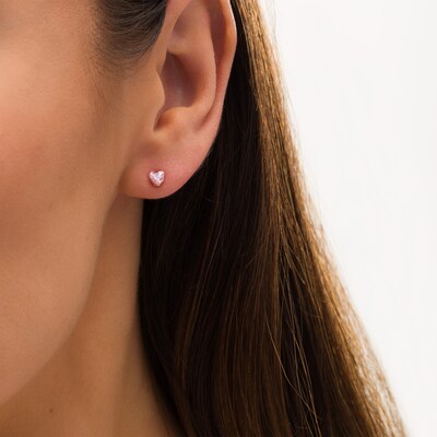 4.0mm Cubic Zirconia Solitaire Stud Earrings Set in 14K Gold