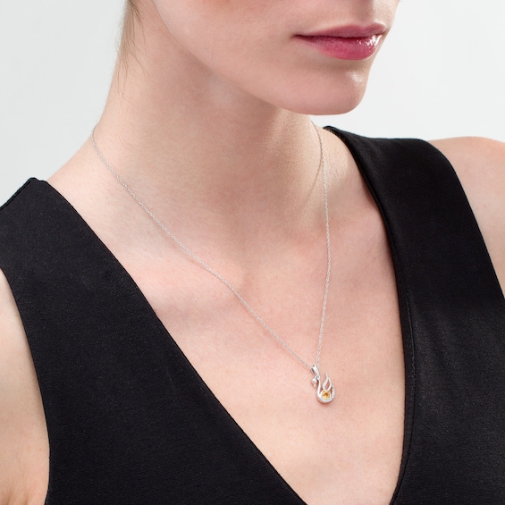4.0mm Citrine and Diamond Accent Swan Pendant in