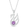 Thumbnail Image 0 of 4.0mm Amethyst and Diamond Accent Swan Pendant in Sterling Silver