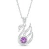 Thumbnail Image 1 of 4.0mm Amethyst and Diamond Accent Swan Pendant in Sterling Silver
