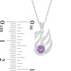 Thumbnail Image 2 of 4.0mm Amethyst and Diamond Accent Swan Pendant in Sterling Silver