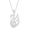 Thumbnail Image 0 of 4.0mm Lab-Created Opal and Diamond Accent Swan Pendant in Sterling Silver