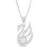 Thumbnail Image 1 of 4.0mm Lab-Created Opal and Diamond Accent Swan Pendant in Sterling Silver