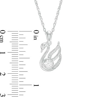 4.0mm Lab-Created Sapphire and Diamond Accent Swan Pendant in Sterling Silver