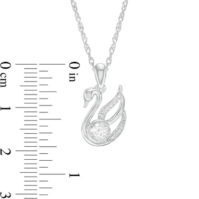 4.0mm Lab-Created Sapphire and Diamond Accent Swan Pendant in Sterling Silver