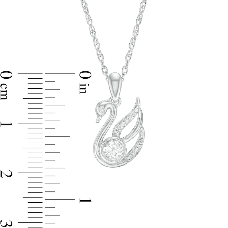 4.0mm Lab-Created Sapphire and Diamond Accent Swan Pendant in Sterling Silver