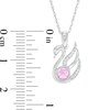 Thumbnail Image 3 of 4.0mm Lab-Created Pink Sapphire and Diamond Accent Swan Pendant in Sterling Silver