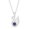 Thumbnail Image 0 of 4.0mm Lab-Created Blue Sapphire and Diamond Accent Swan Pendant in Sterling Silver