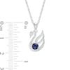 Thumbnail Image 2 of 4.0mm Lab-Created Blue Sapphire and Diamond Accent Swan Pendant in Sterling Silver