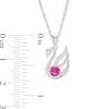 4.0mm Lab-Created Ruby and Diamond Accent Swan Pendant in Sterling Silver