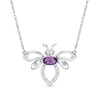 Thumbnail Image 1 of Oval Amethyst and Diamond Accent Bumblebee Necklace in Sterling Silver