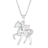Thumbnail Image 1 of Lab-Created Opal and Diamond Accent Prancing Horse Pendant in Sterling Silver