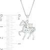 Thumbnail Image 3 of Lab-Created Opal and Diamond Accent Prancing Horse Pendant in Sterling Silver