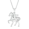 Thumbnail Image 1 of Lab-Created White Sapphire and Diamond Accent Prancing Horse Pendant in Sterling Silver