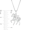 Thumbnail Image 2 of Lab-Created White Sapphire and Diamond Accent Prancing Horse Pendant in Sterling Silver