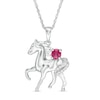 Thumbnail Image 0 of Lab-Created Ruby and Diamond Accent Prancing Horse Pendant in Sterling Silver