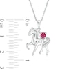 Thumbnail Image 2 of Lab-Created Ruby and Diamond Accent Prancing Horse Pendant in Sterling Silver