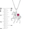 Lab-Created Ruby and Diamond Accent Prancing Horse Pendant in Sterling Silver