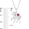 Thumbnail Image 2 of Lab-Created Ruby and Diamond Accent Prancing Horse Pendant in Sterling Silver