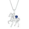 Thumbnail Image 0 of Lab-Created Blue Sapphire and Diamond Accent Prancing Horse Pendant in Sterling Silver