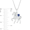 Thumbnail Image 2 of Lab-Created Blue Sapphire and Diamond Accent Prancing Horse Pendant in Sterling Silver
