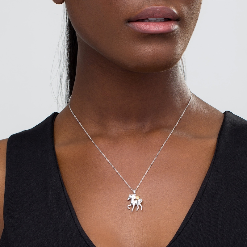 Main Image 2 of Citrine and Diamond Accent Prancing Horse Pendant in Sterling Silver