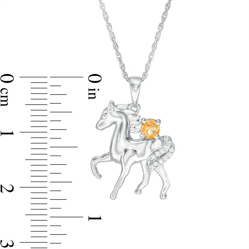 Main Image 3 of Citrine and Diamond Accent Prancing Horse Pendant in Sterling Silver