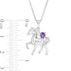 Thumbnail Image 2 of Amethyst and Diamond Accent Prancing Horse Pendant in Sterling Silver