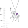Thumbnail Image 3 of Amethyst and Diamond Accent Prancing Horse Pendant in Sterling Silver