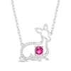 Thumbnail Image 0 of 4.0mm Lab-Created Ruby and Diamond Accent Fawn Necklace in Sterling Silver