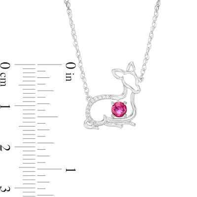 4.0mm Lab-Created Ruby and Diamond Accent Fawn Necklace in Sterling Silver