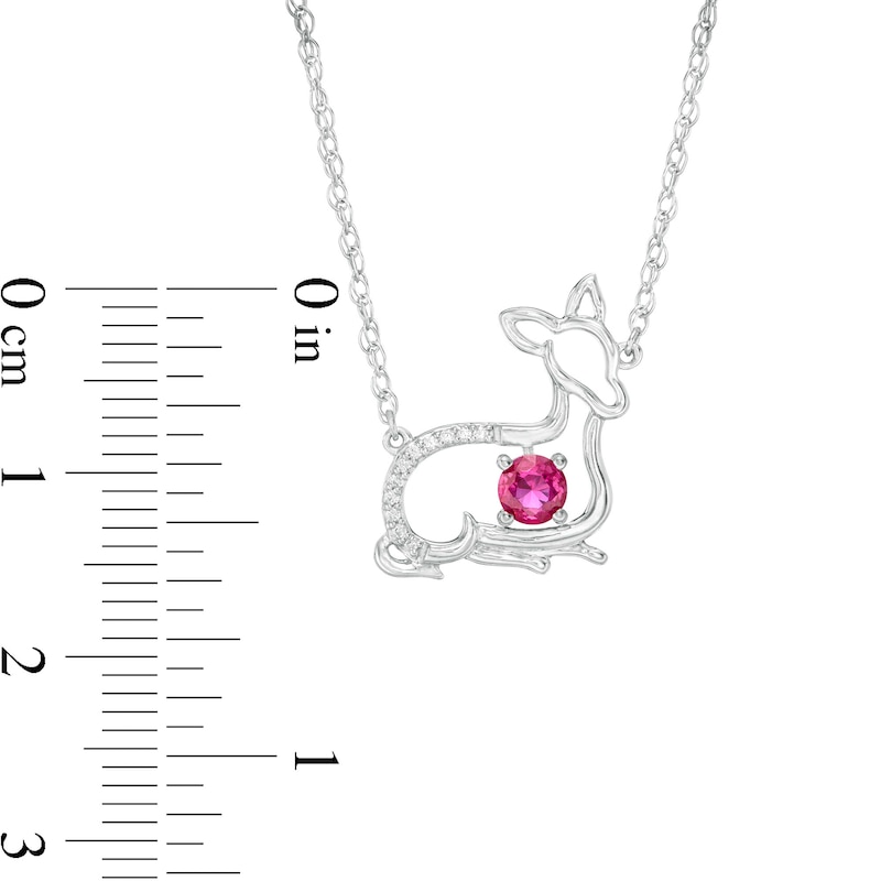 4.0mm Lab-Created Ruby and Diamond Accent Fawn Necklace in Sterling Silver