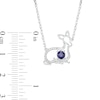 Thumbnail Image 2 of 4.0mm Lab-Created Blue Sapphire and Diamond Accent Fawn Necklace in Sterling Silver