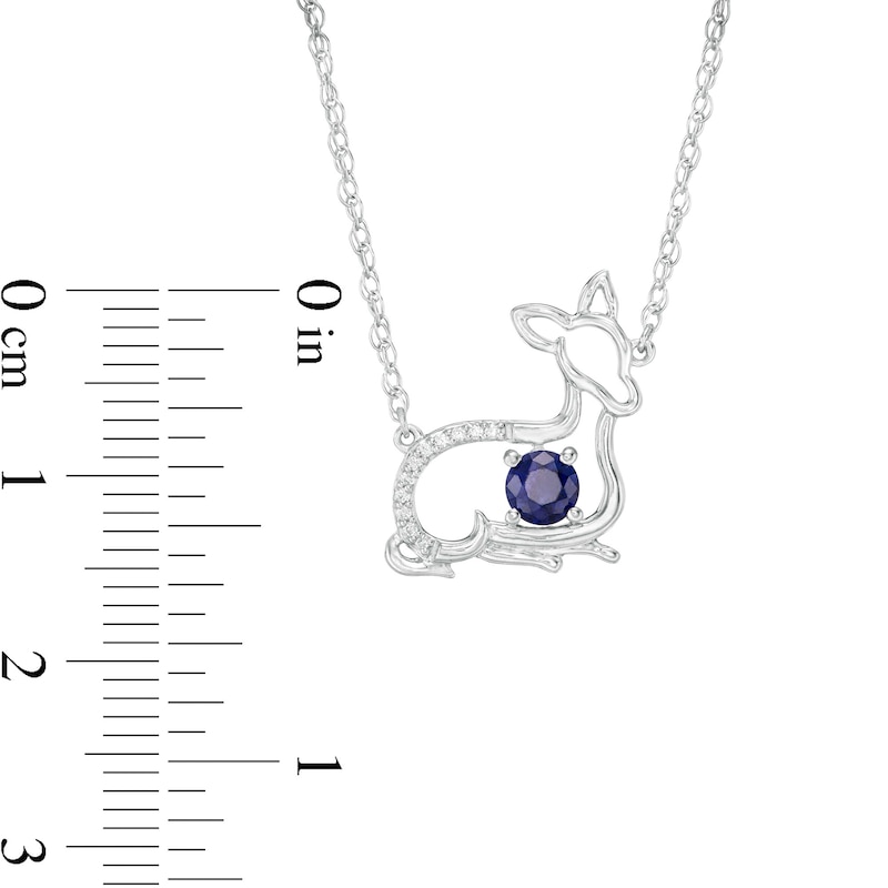 4.0mm Lab-Created Blue Sapphire and Diamond Accent Fawn Necklace in Sterling Silver