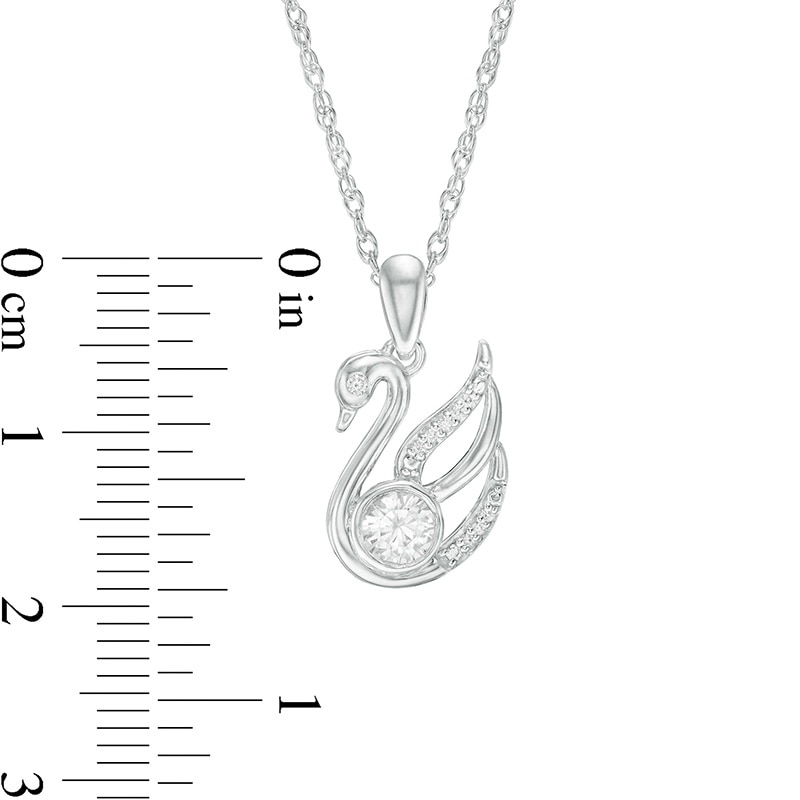 4.0mm Lab-Created Sapphire and Diamond Accent Swan Pendant in Sterling Silver