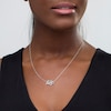 Thumbnail Image 2 of Lab-Created Emerald and Diamond Accent &quot;life&quot; Script Necklace in Sterling Silver