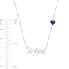 Thumbnail Image 2 of 5.0mm Heart-Shaped Lab-Created Blue Sapphire and Diamond Accent "Mom" Script Necklace in Sterling Silver