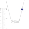 5.0mm Heart-Shaped Lab-Created Blue Sapphire and Diamond Accent "Mom" Script Necklace in Sterling Silver