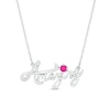 Thumbnail Image 1 of Lab-Created Ruby and Diamond Accent &quot;Amazing&quot; Script Necklace in Sterling Silver
