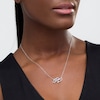 Thumbnail Image 1 of Oval Lab-Created Pink Sapphire and Diamond Accent "Strong" Script Necklace in Sterling Silver