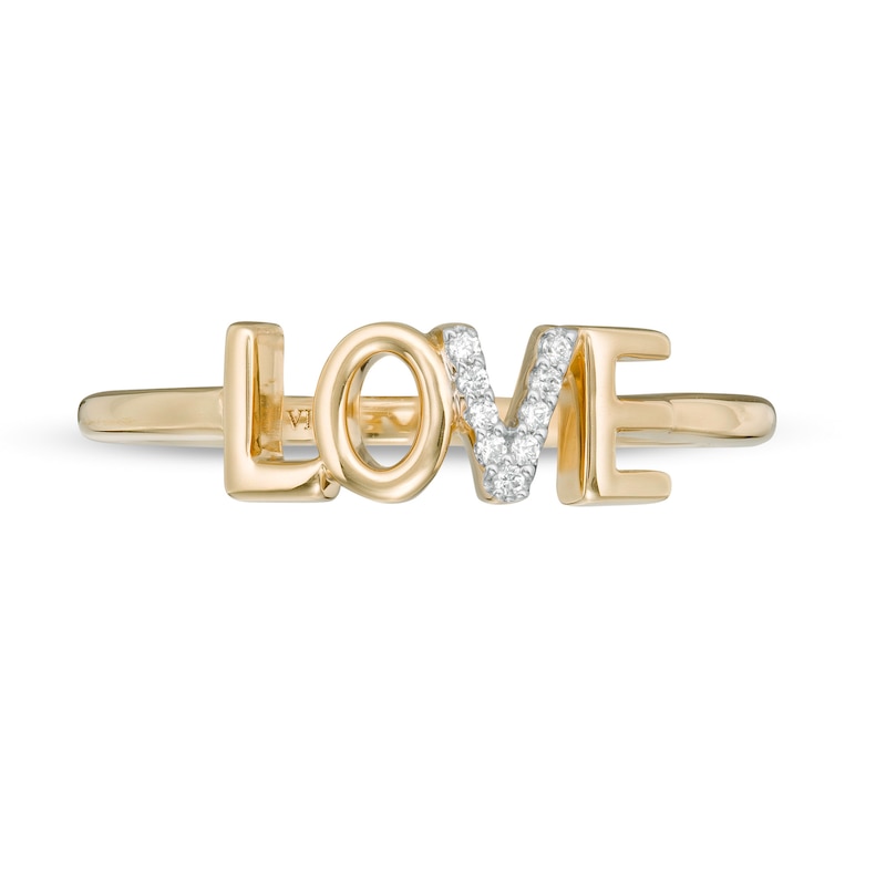 Vera Wang Love Collection Diamond Accent "LOVE" Ring in 10K Gold
