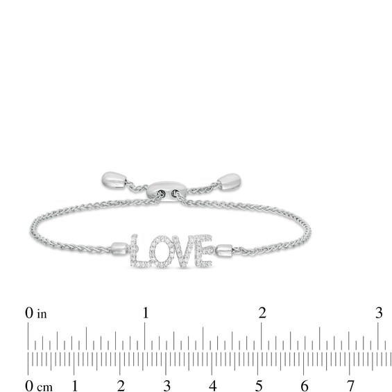 Vera Wang Love Collection 0.18 CT. T.W. Diamond "LOVE" Bolo Bracelet in Sterling Silver - 9.0"