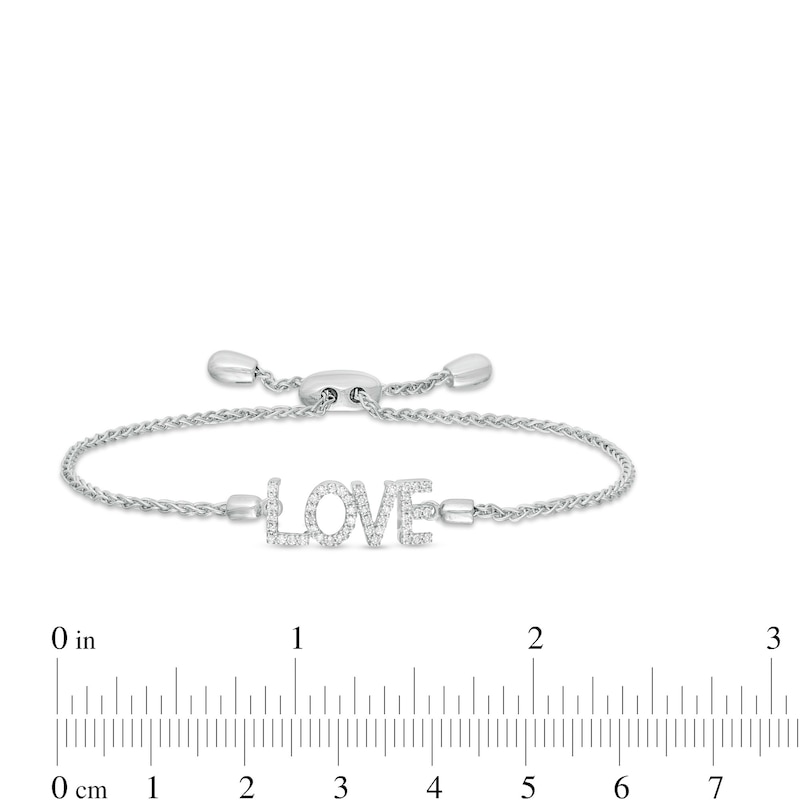 Vera Wang Love Collection 0.18 CT. T.W. Diamond "LOVE" Bolo Bracelet in Sterling Silver - 9.0"