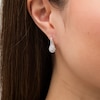 Thumbnail Image 1 of 0.26 CT. T.W. Diamond Double Teardrop-Shaped Frame Vintage-Style Drop Earrings in Sterling Silver