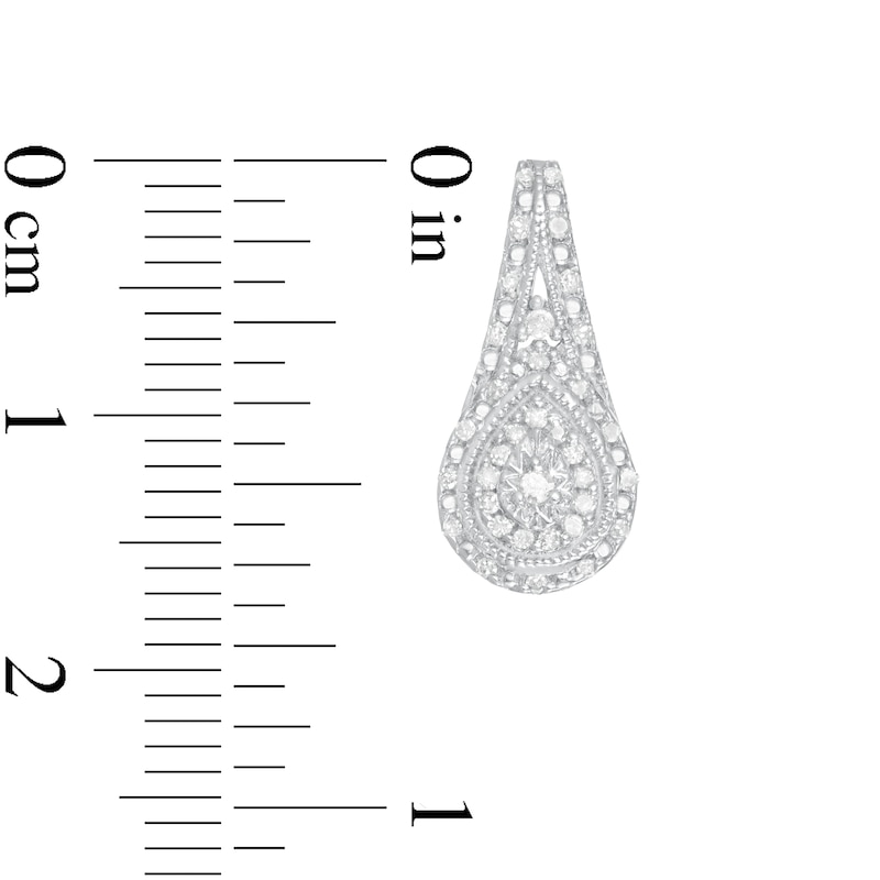 0.26 CT. T.W. Diamond Double Teardrop-Shaped Frame Vintage-Style Drop Earrings in Sterling Silver