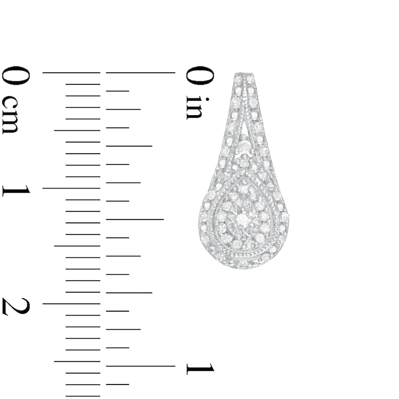 Main Image 3 of 0.26 CT. T.W. Diamond Double Teardrop-Shaped Frame Vintage-Style Drop Earrings in Sterling Silver